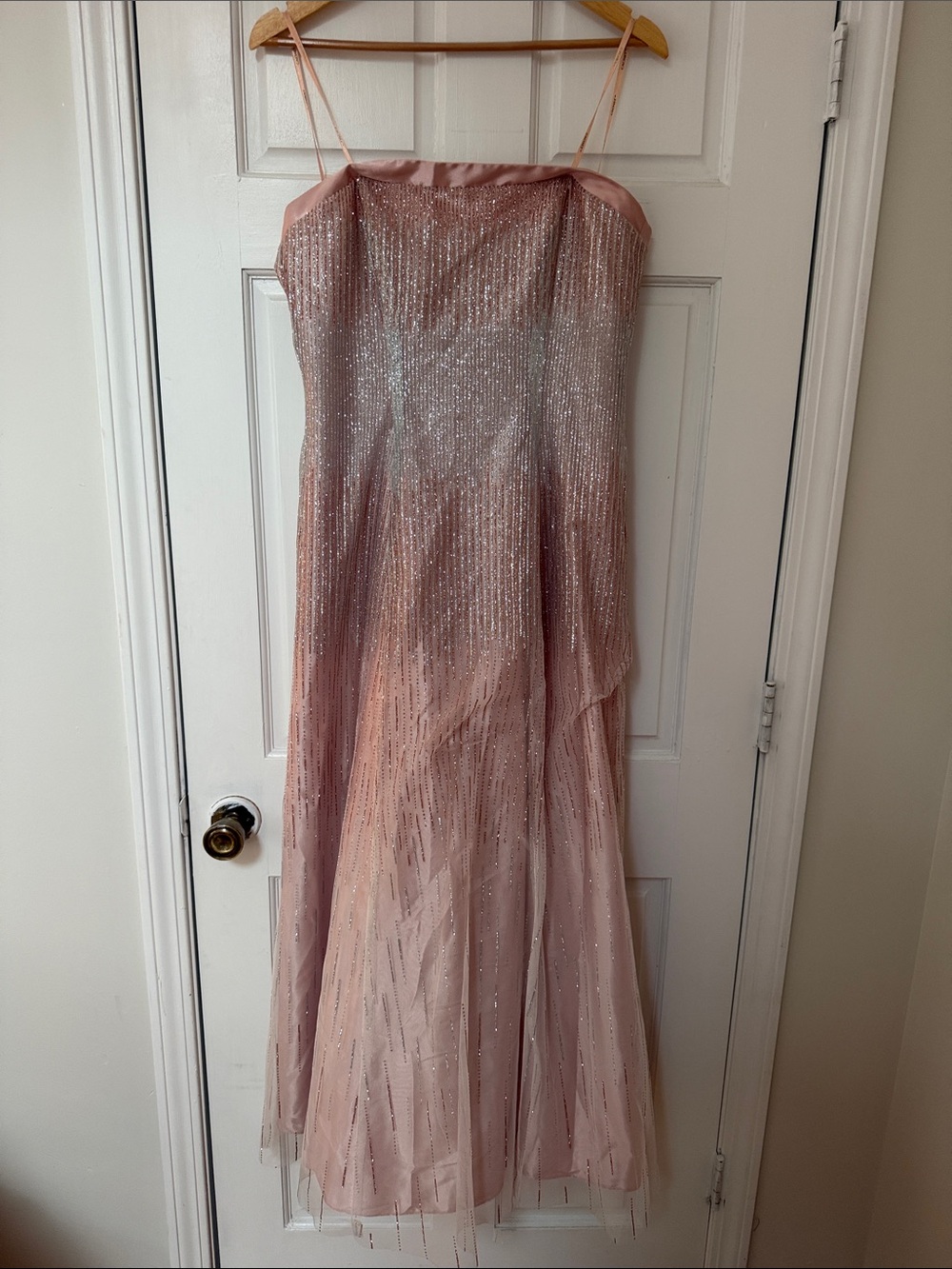 Strapless Pink Sequin Evening Gown